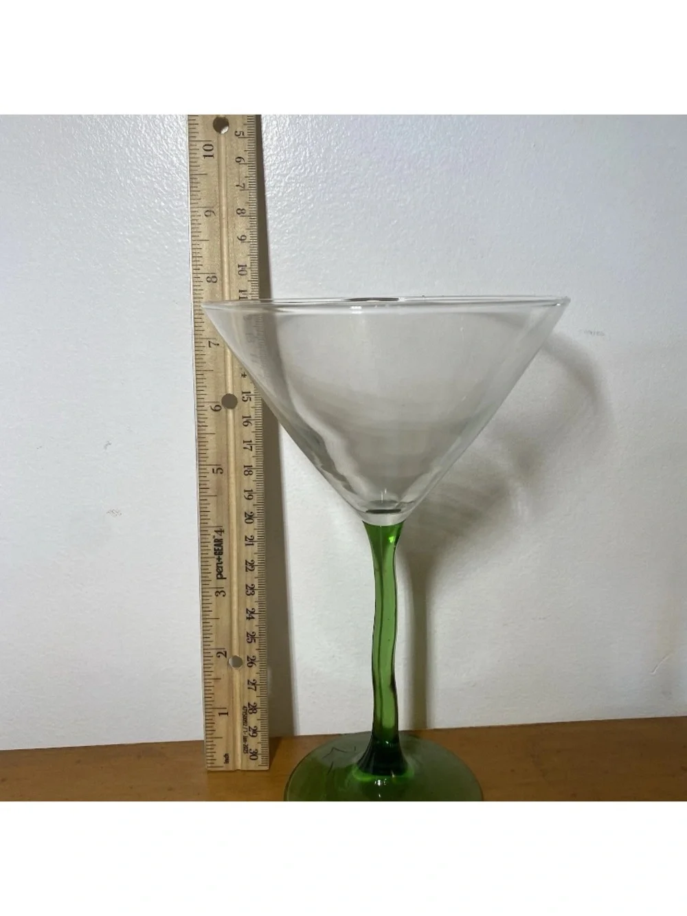 Libbey Courbe Martini Glasses Wavy Green Squiggly Stem Crooked Zig Zag Set Of 8